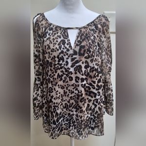 Women's Leopard Ruffle Top IZ Byer Women's Size Medium
